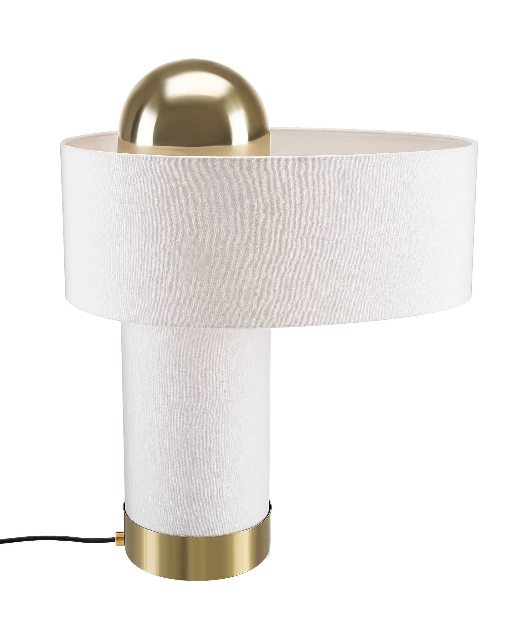 Equilibra mesa - Luminária de mesa com cúpulas de tecido, detalhes em metal pintura cores ou tipo latão. Led integrado.